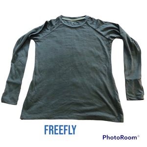 Free Fly Women's Bamboo Shade UPF 50 Long Sleeve Crew (thumbholes)  XS Blue Dusk